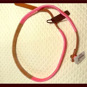 J.Crew brown leather/neon pink belt NWT